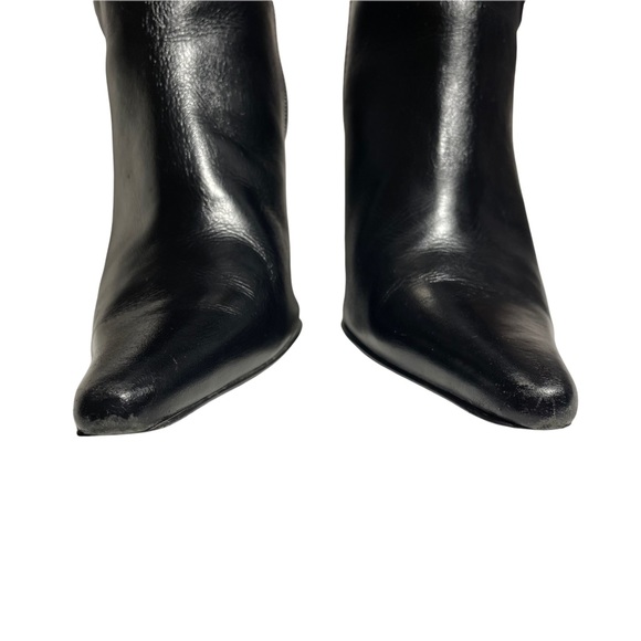 Steve Madden black leather stiletto heeled zip up boots size 7.5 - Picture 3 of 11